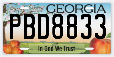 GA license plate PBD8833
