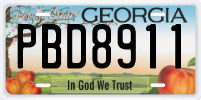 GA license plate PBD8911
