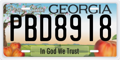 GA license plate PBD8918
