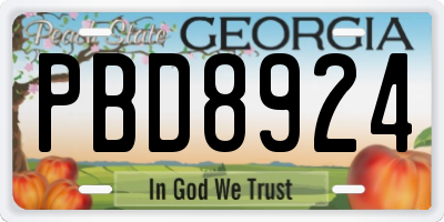 GA license plate PBD8924