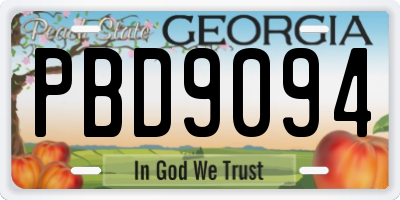 GA license plate PBD9094