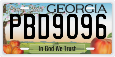 GA license plate PBD9096