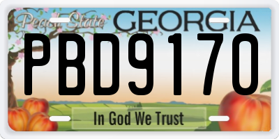 GA license plate PBD9170