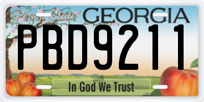 GA license plate PBD9211