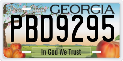 GA license plate PBD9295