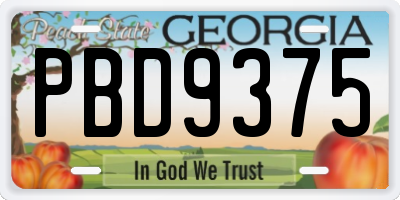 GA license plate PBD9375