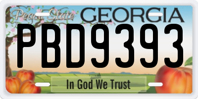 GA license plate PBD9393