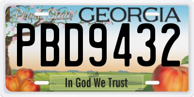 GA license plate PBD9432