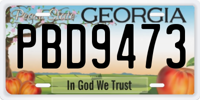 GA license plate PBD9473