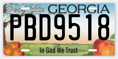 GA license plate PBD9518