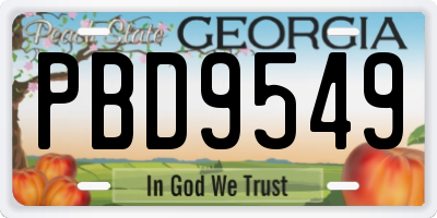 GA license plate PBD9549