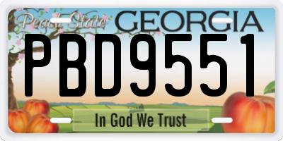 GA license plate PBD9551