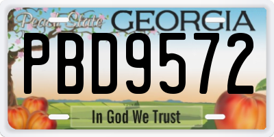 GA license plate PBD9572