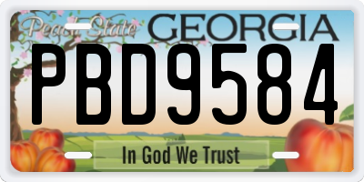 GA license plate PBD9584