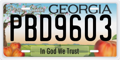 GA license plate PBD9603