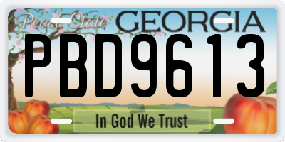 GA license plate PBD9613