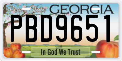 GA license plate PBD9651