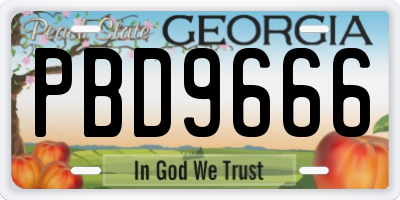 GA license plate PBD9666