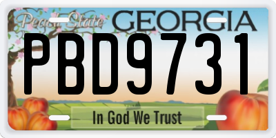 GA license plate PBD9731
