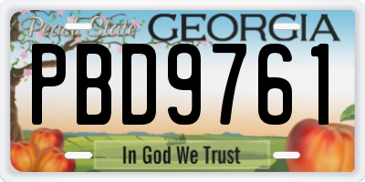 GA license plate PBD9761
