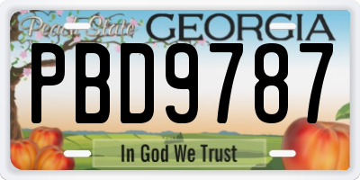 GA license plate PBD9787