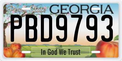GA license plate PBD9793