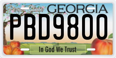 GA license plate PBD9800