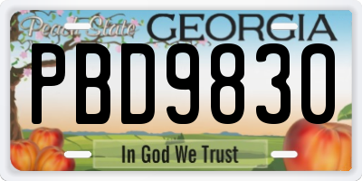 GA license plate PBD9830