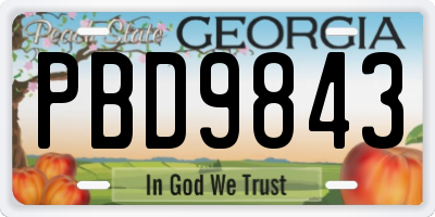 GA license plate PBD9843