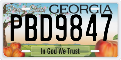 GA license plate PBD9847