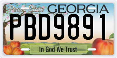 GA license plate PBD9891