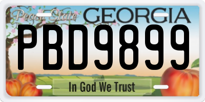 GA license plate PBD9899