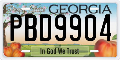GA license plate PBD9904