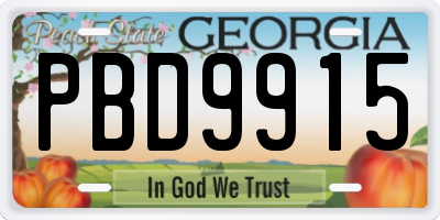 GA license plate PBD9915
