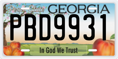 GA license plate PBD9931