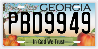 GA license plate PBD9949