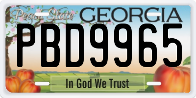 GA license plate PBD9965