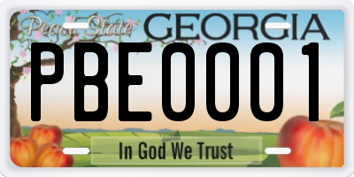 GA license plate PBE0001