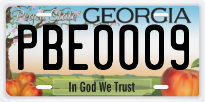 GA license plate PBE0009