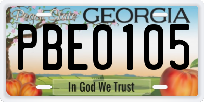 GA license plate PBE0105