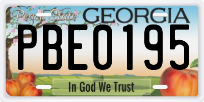 GA license plate PBE0195