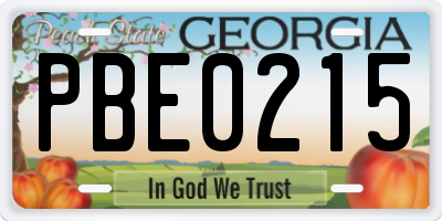 GA license plate PBE0215