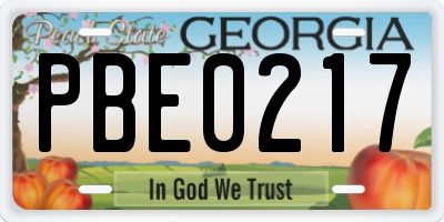 GA license plate PBE0217