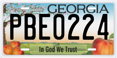 GA license plate PBE0224