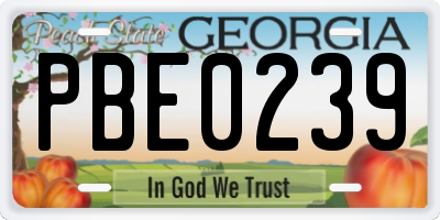 GA license plate PBE0239
