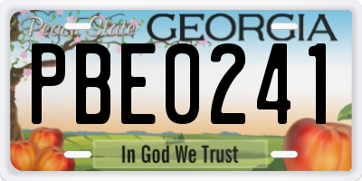 GA license plate PBE0241
