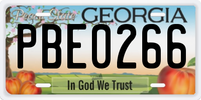 GA license plate PBE0266