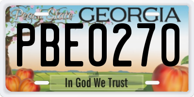 GA license plate PBE0270