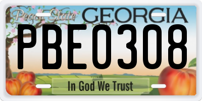 GA license plate PBE0308