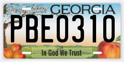 GA license plate PBE0310